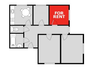 plan of apartment with bedroom for rent